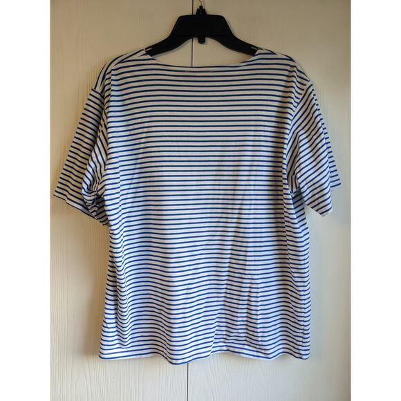 American Weekend Women's Blue Striped Round Neck Blended Fiber Top Size L - Picture 2 of 5